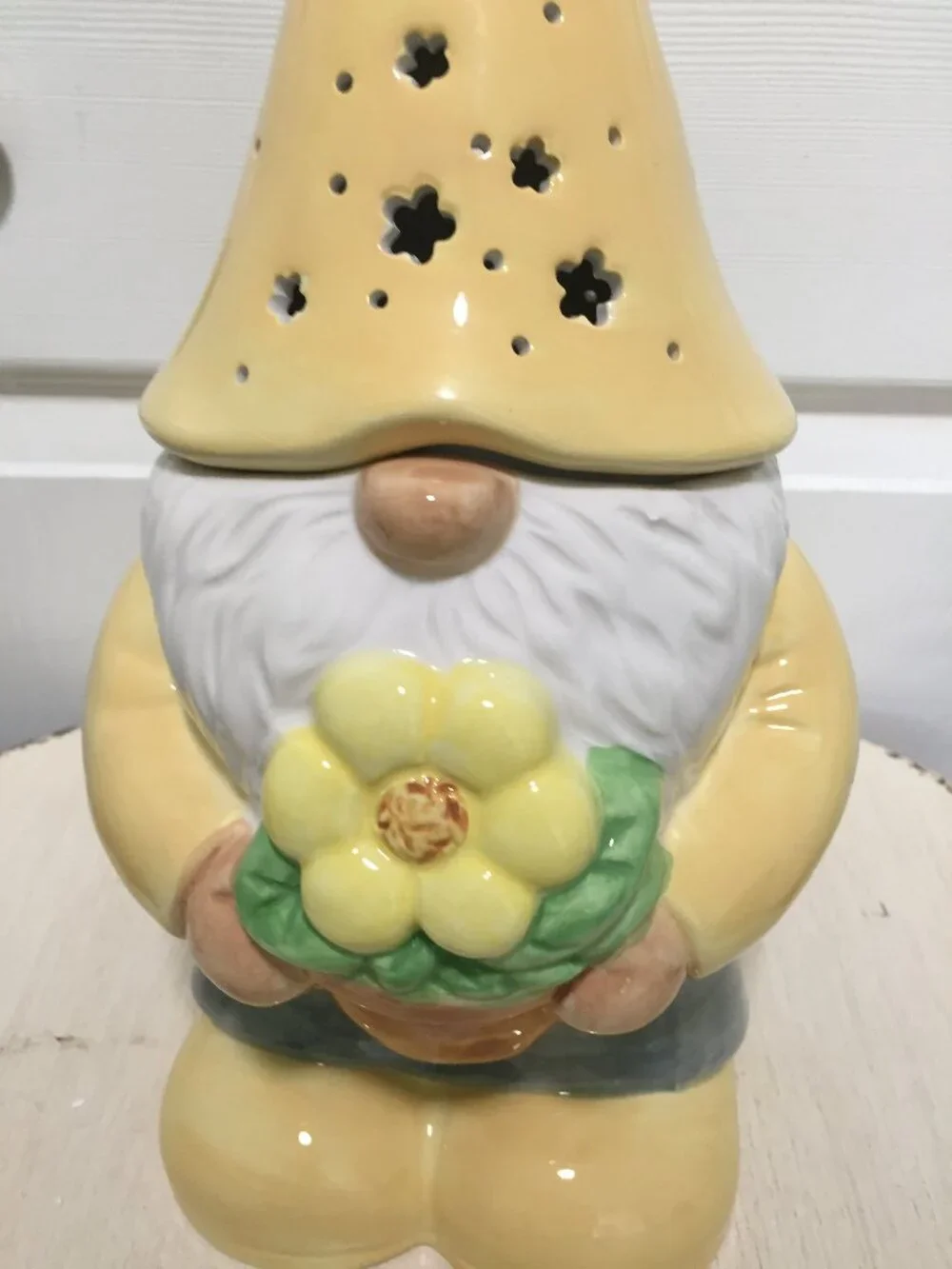 MR CHRISTMAS Spring Garden Gnome Cookie JAR Lighted Candy Jar Canister NOS 13